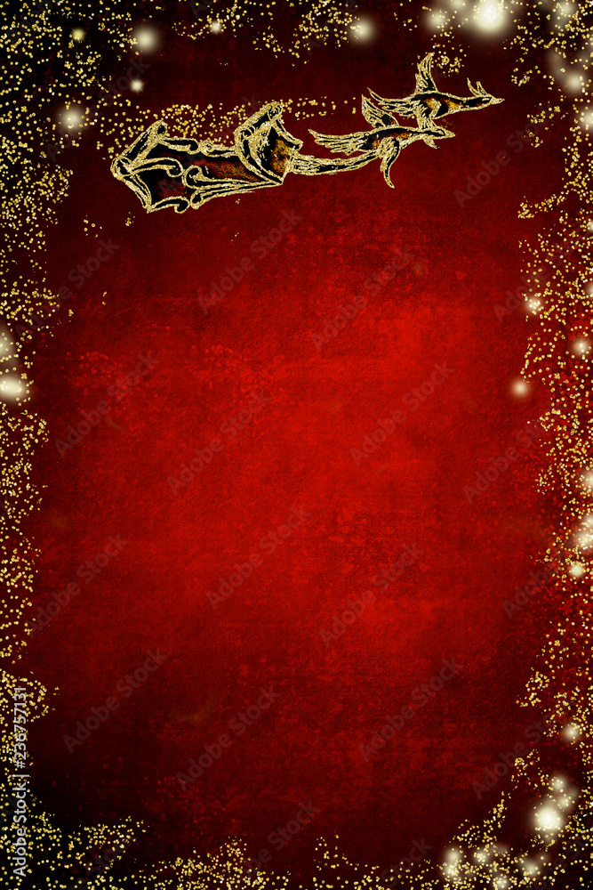 Christmas greeting card. Santa Claus sleigh Christmas greeting card. Santa Claus sleigh