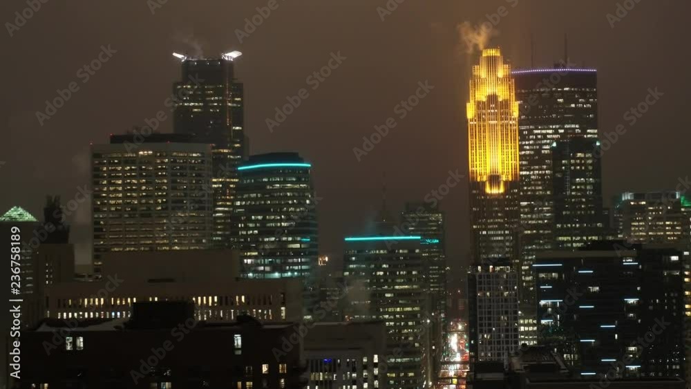 Minneapolis - Skyline at Night - 4K Minneapolis - Skyline at Night - 4K