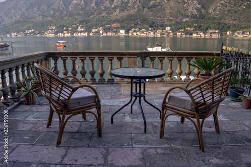 Dobrota, Montenegro - An old villa terrace with view of the Bay of Kotor © DeStefano