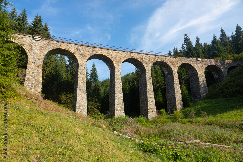 The Chmarossky viaduct, old railway bridge, Telgart, Slovakia The Chmarossky viaduct, old railway bridge, Telgart, Slovakia