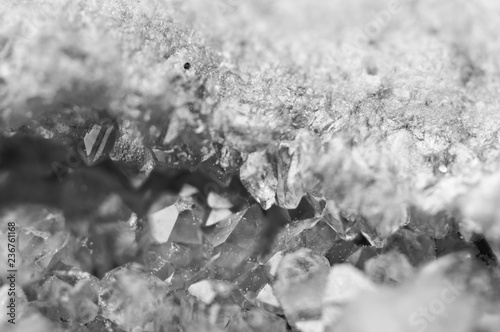 Black and white background of the crystals surface. Macro closeup © assistant