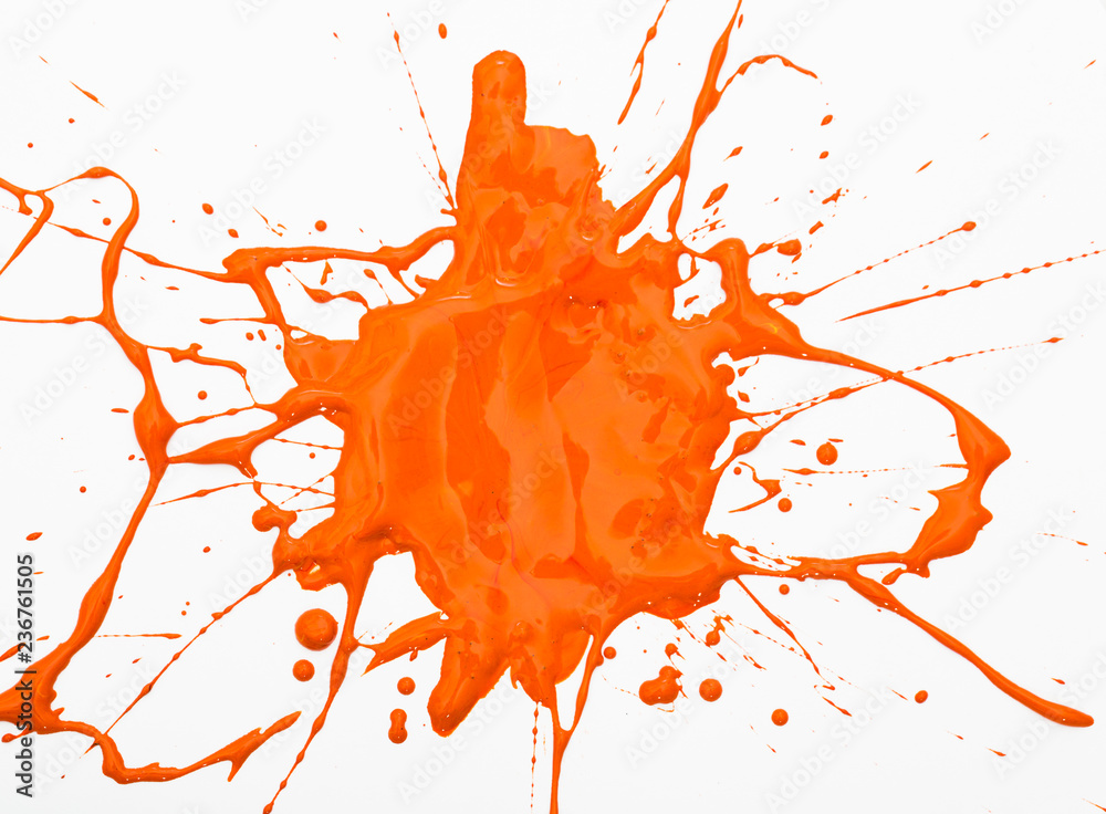 Orange acrylic paint blot
