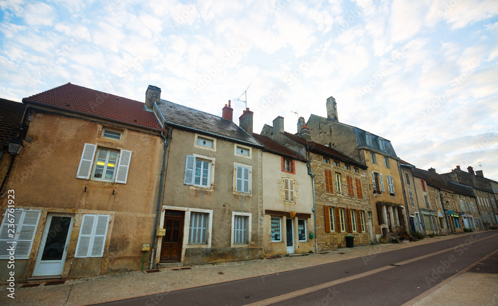 Image of  Bligny-sur-Ouche city historical streets and  building