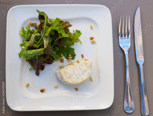 Cheese Saint Marcellin with pine nuts photo