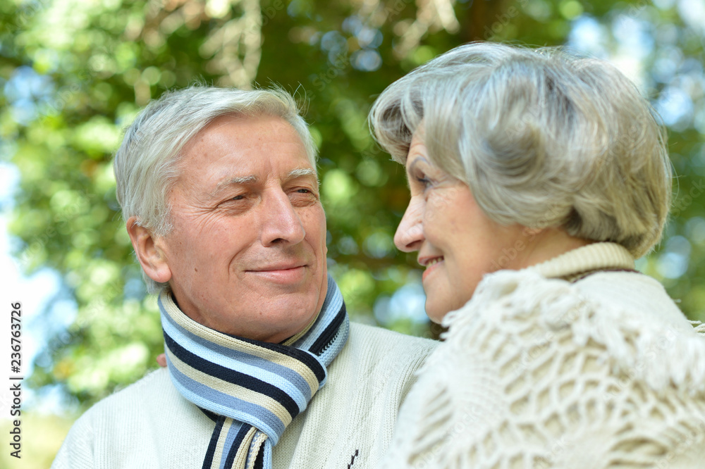 Portrait of elderly couple in autumn park Portrait of elderly couple in autumn park