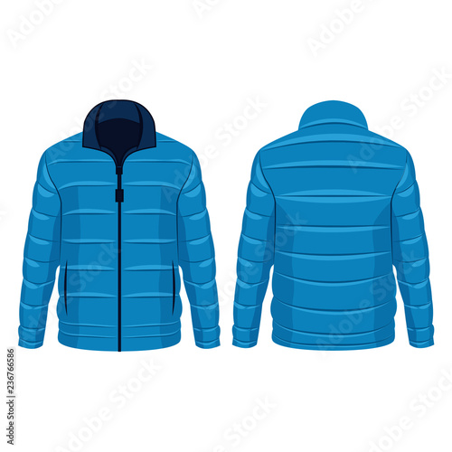 Blue winter down jacket isolated vector