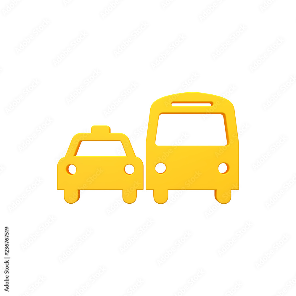 Car and bus 3d volumetric icon image isolated illustration Car and bus 3d volumetric icon image isolated illustration