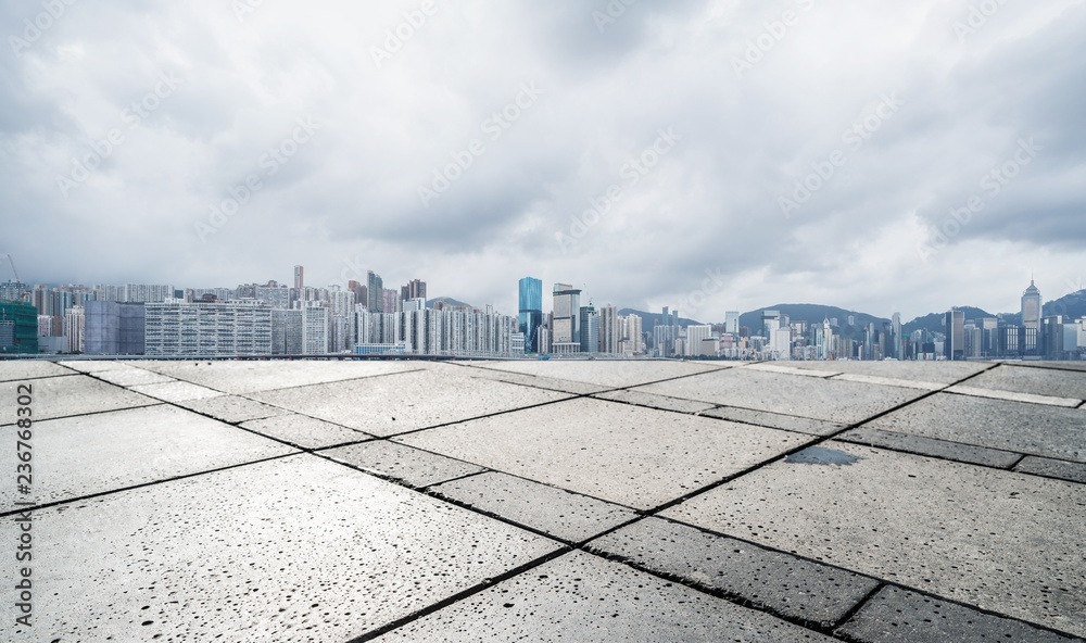 Fototapeta premium Panoramic skyline and buildings with empty road 