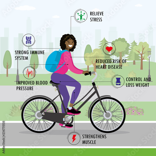 Benefits of bicycle- fitness, sport and healthcare concept