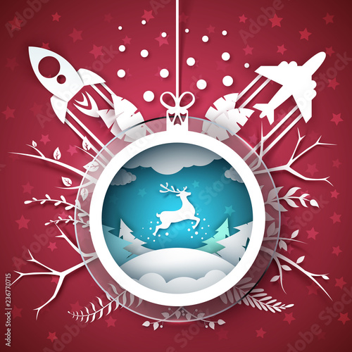 Nerry christmas - cartoon paper illustration