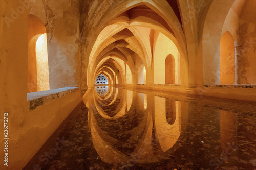 Billede på lærred banos de dona maria de padilla, Real Alcazar, Seville, Andalusia, Spain