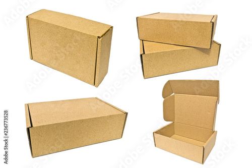 Cardboard boxes for delivery service, moving, package or gifts isolated on a white background