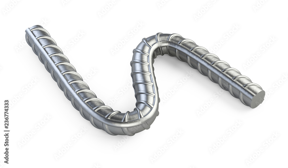 New curved reinforcements steel bar close up. 3d illustration isolated on white background. New curved reinforcements steel bar close up. 3d illustration isolated on white background.