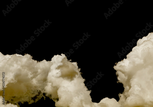 White clouds on a black background.