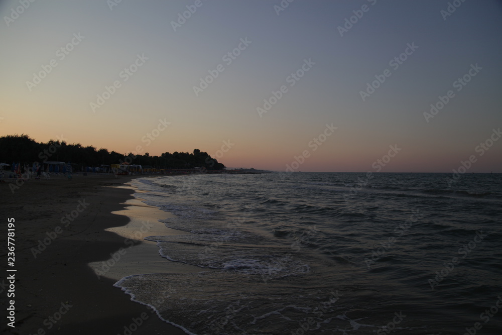 Sunset at the beach of Roseto degli Abruzzi