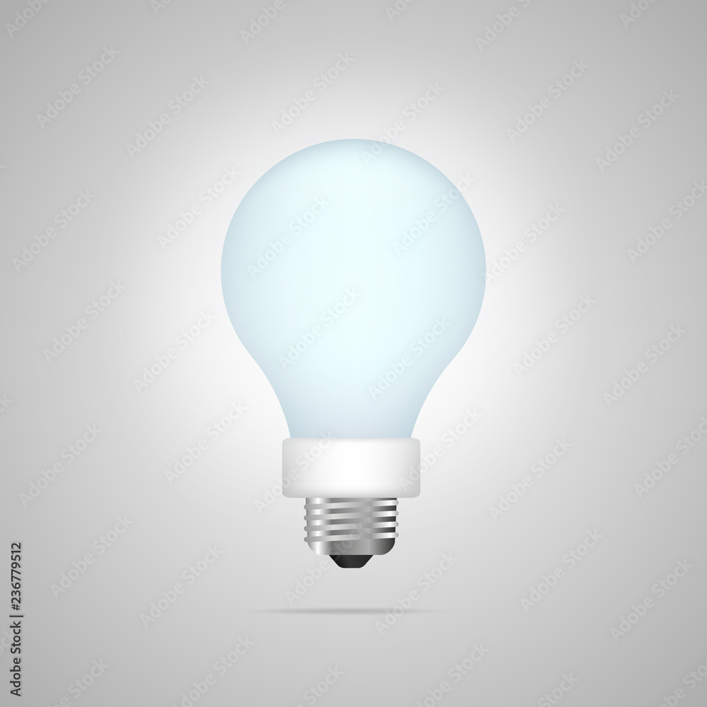 Vector image, icon of a light bulb. The effect of yellow light. Vector illustration. Vector image, icon of a light bulb. The effect of yellow light. Vector illustration.