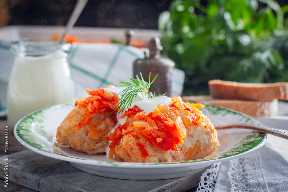 Meatballs with cabbage. Lazy cabbage rolls Meatballs with cabbage. Lazy cabbage rolls