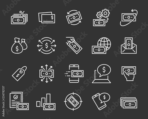 set of money icons , such as tax, coin, percent, exchange,