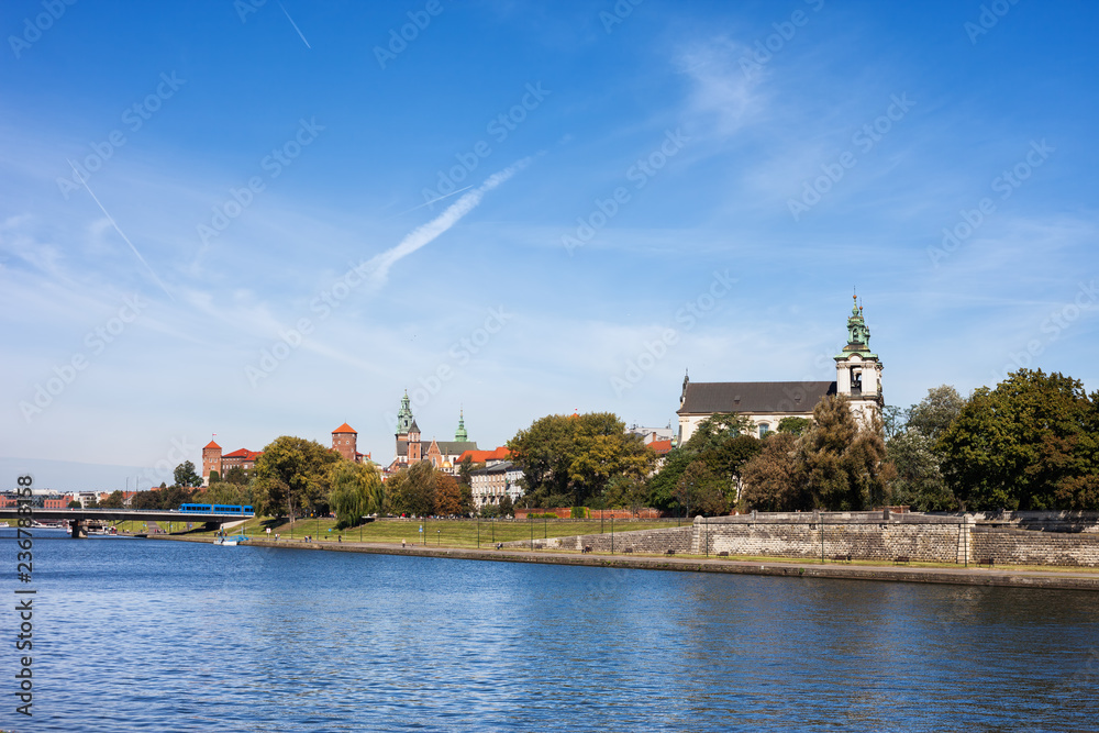 Krakow City Skyline From Vistula River