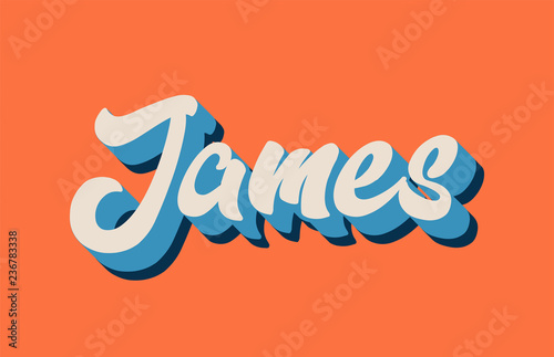 orange blue white james hand written word text for typography logo design