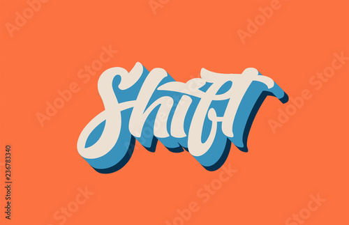 orange blue white shift hand written word text for typography logo design