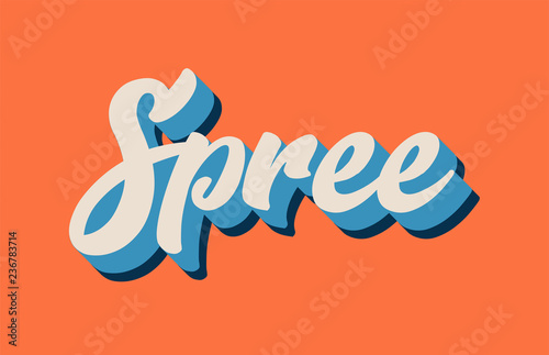 orange blue white spree hand written word text for typography logo design