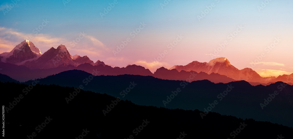Helambu mountain range panorama