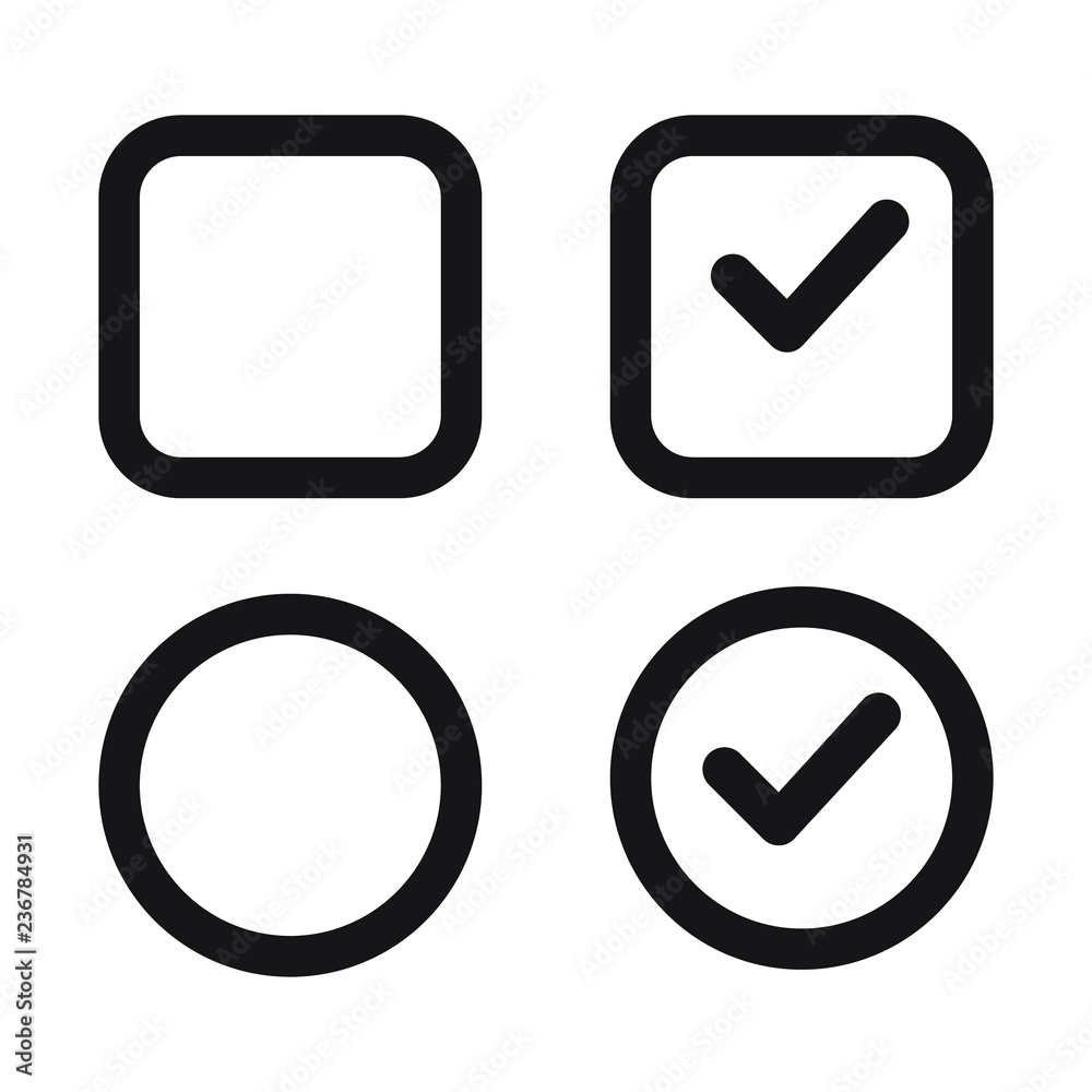 Checkbox set with blank and checked checkbox vector icon. Checkbox set with blank and checked checkbox vector icon.