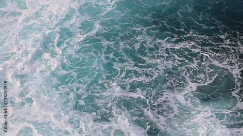 foamy azure ocean waves and currents