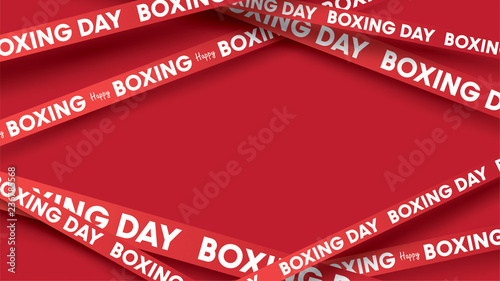 Boxing day vector illustration.Typography combined in a shape of ribbon and text with paper art and craft style