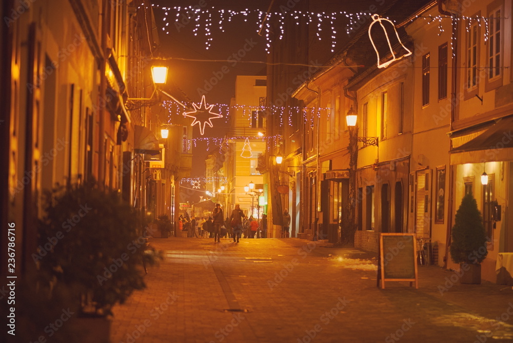 Decorated Street at Night