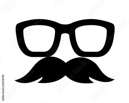 hipster mustache accessory with eyeglasses
