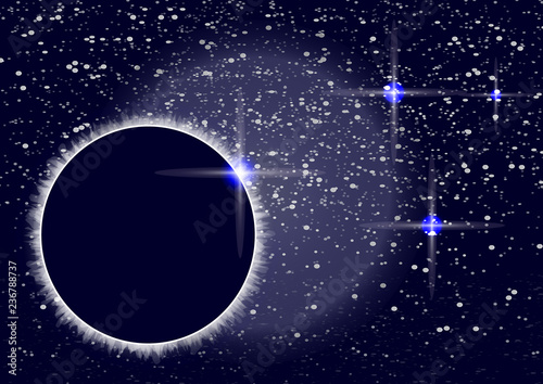 Abstract universe. Creative background outer space with eclipse. Vector illustration.