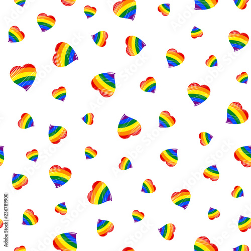 LGBT flag heart seamless pattern.