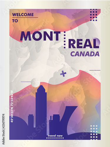 Canada Montreal skyline city gradient vector poster
