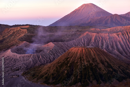 Mount Bromo with mount Batok in the foreground and mount Semeru as the background, Java island, Indonesia