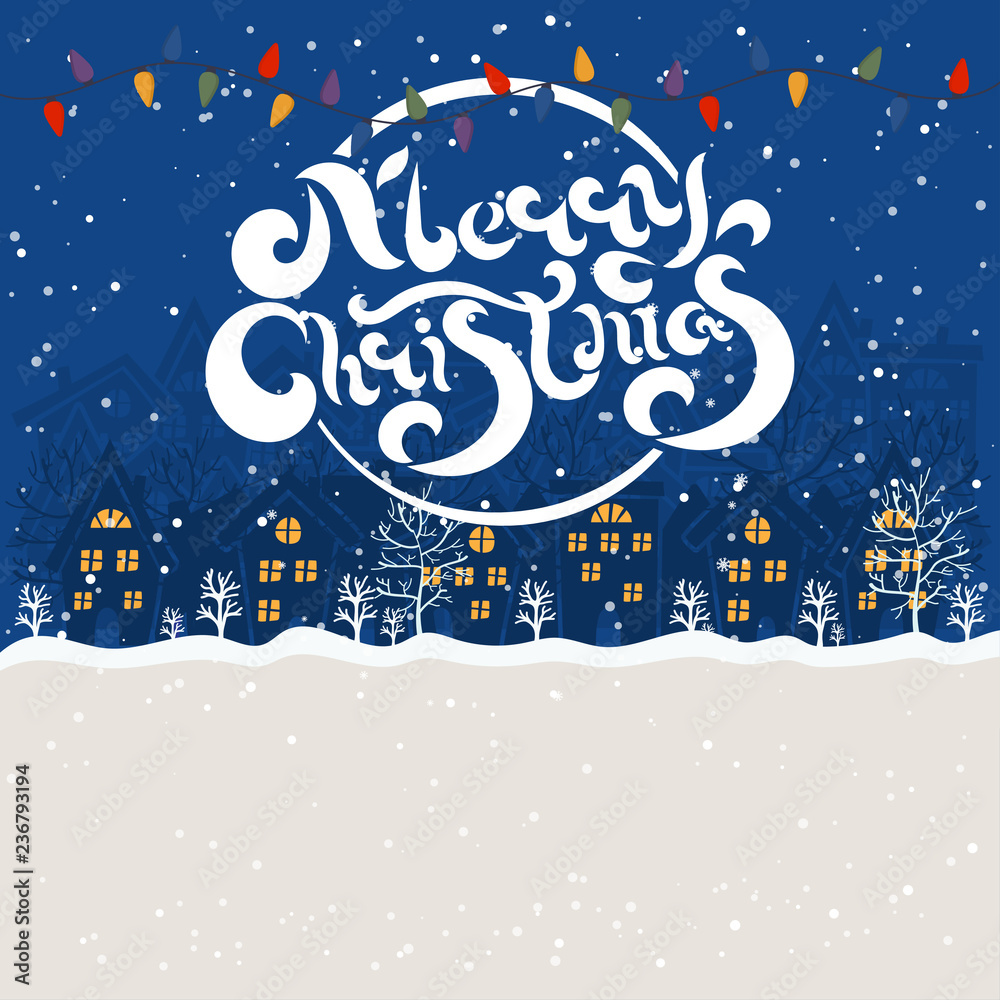 Merry Christmas and Happy New Year winter holidays greeting card with holidays objects. Vector illustration Merry Christmas and Happy New Year winter holidays greeting card with holidays objects. Vector illustration