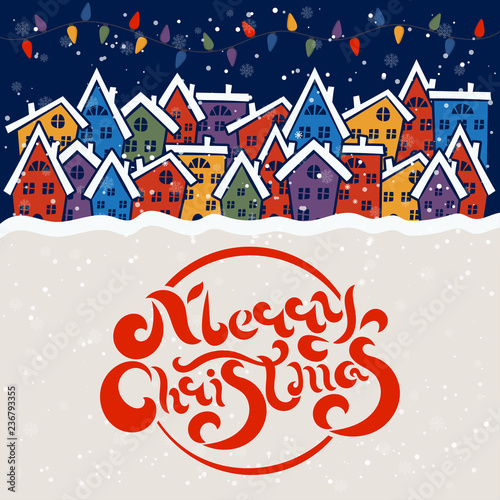 Wallpaper Mural Merry Christmas and Happy New Year winter holidays greeting card with holidays objects. Vector illustration Torontodigital.ca