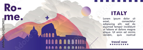 Italy Rome skyline city gradient vector banner