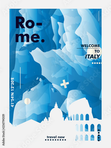 Photography Italy Rome skyline city gradient vector banner