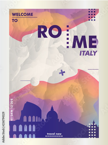 Italy Rome skyline city gradient vector banner