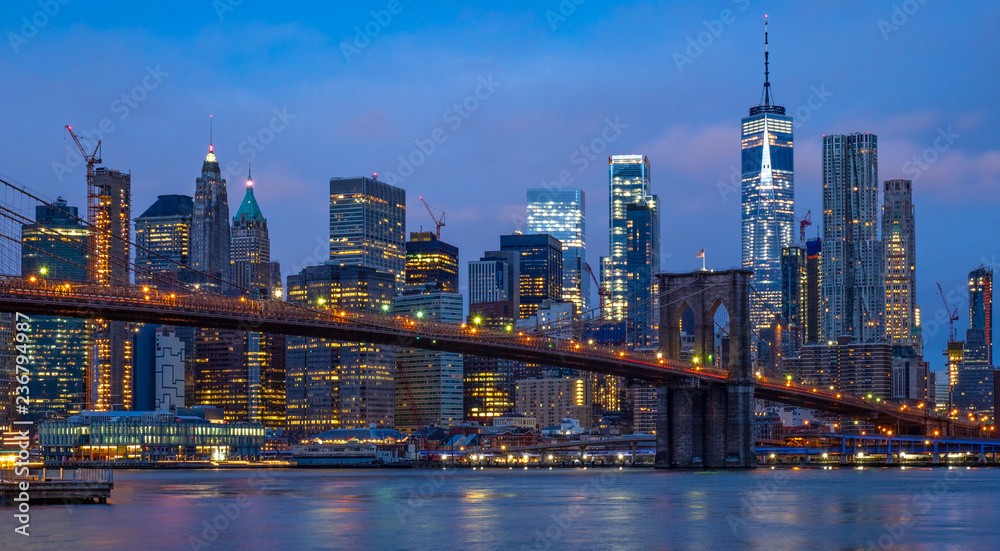 Brooklyn Bridge and New York Skyline