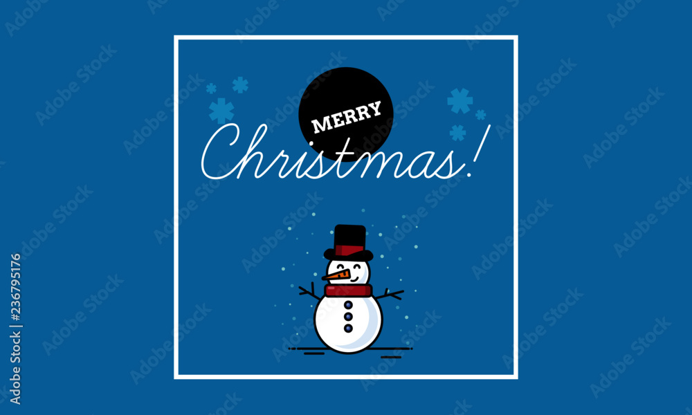 Merry Christmas with Snowman Vector Illustration Merry Christmas with Snowman Vector Illustration
