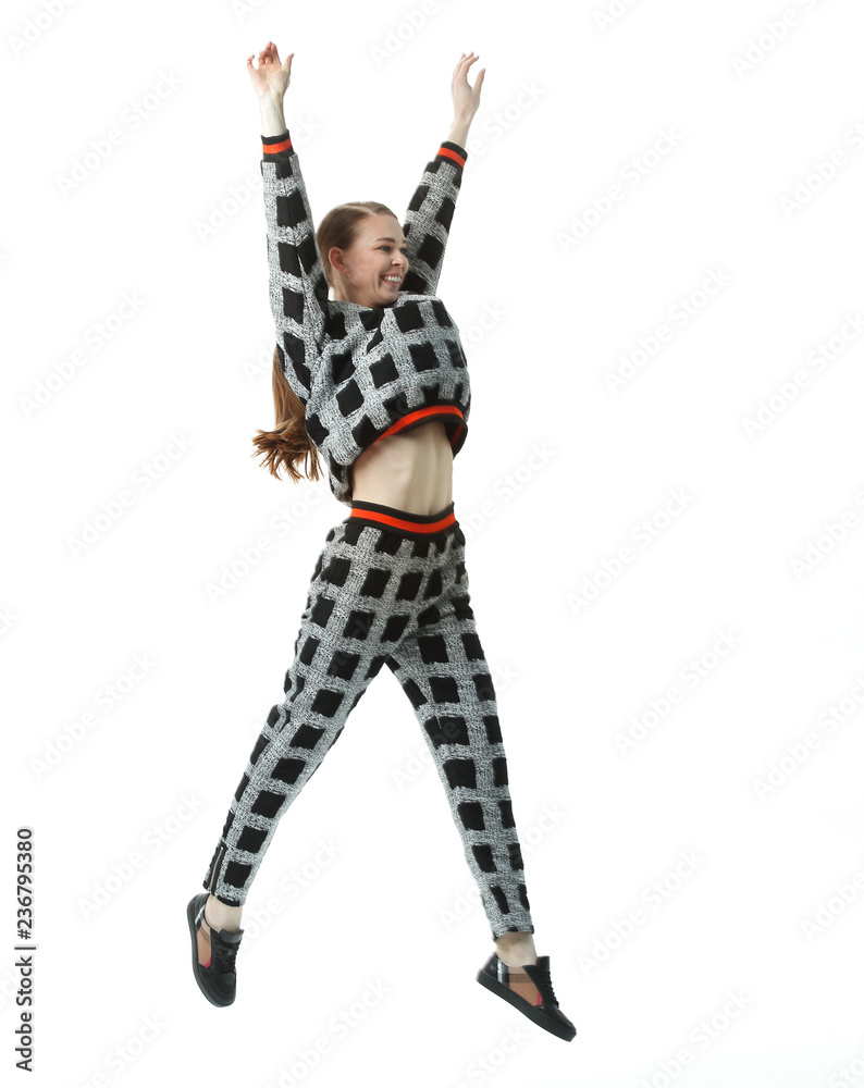 happy young woman in comfortable pajamas.isolated on white happy young woman in comfortable pajamas.isolated on white