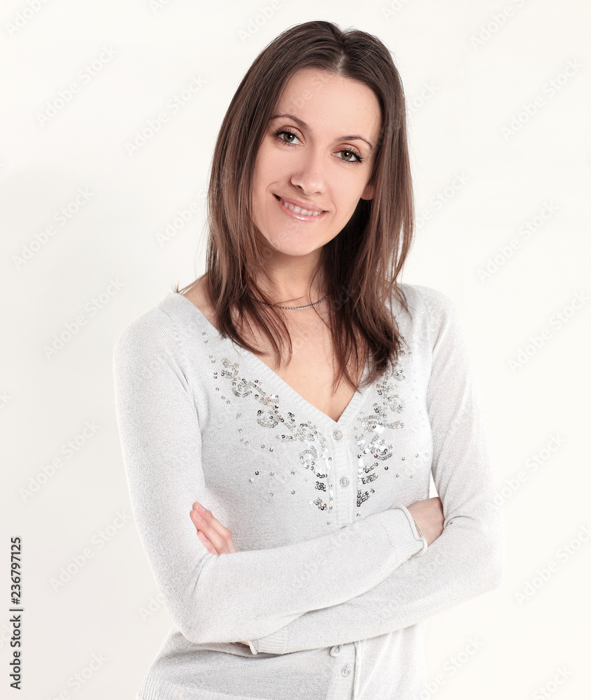 portrait of smiling business woman.isolated on white background .photo with copy space portrait of smiling business woman.isolated on white background .photo with copy space