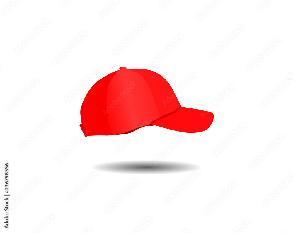 Fototapeta premium Red fashion baseball cap isolated on white background, illustration vector design.