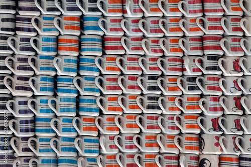 Colorful stacked cups.