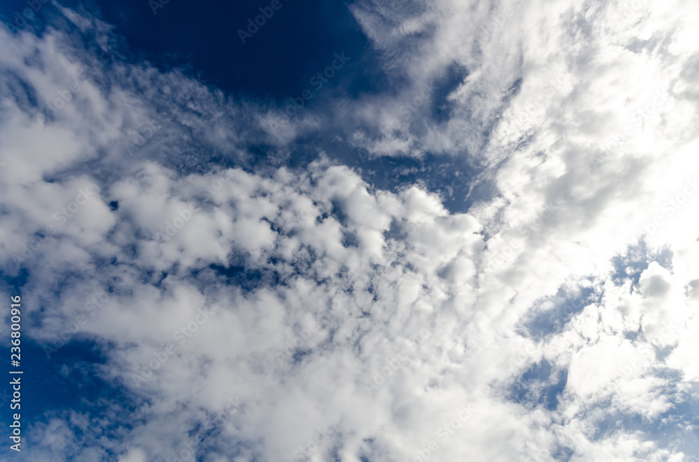 Obraz premium Clouds in the sky are blue as the background.