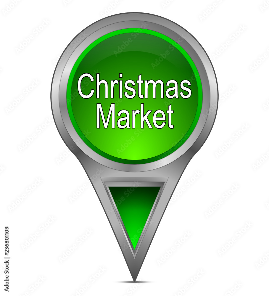 Map pointer with Christmas Market - illustration