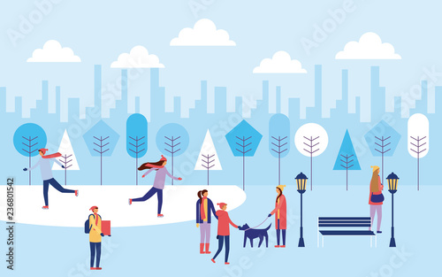 happy winter people vacation